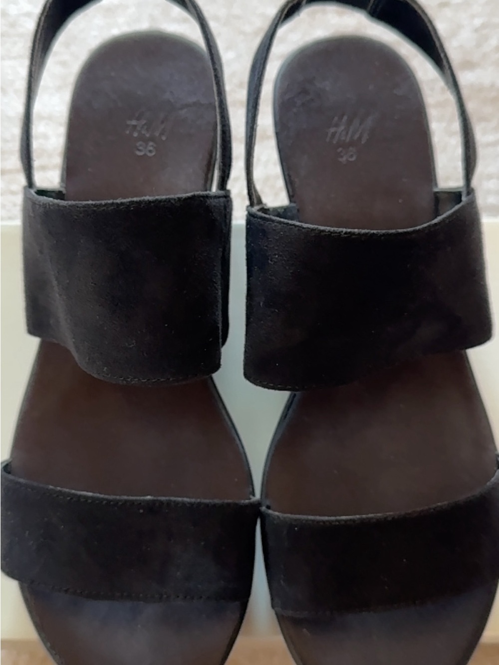 H&M NWOT Black Suede Wide-Strap Women's Sandals